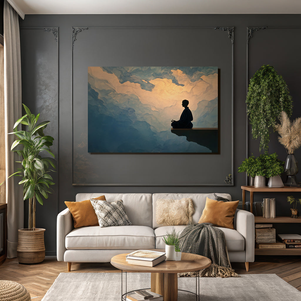 Yoga Meditation Meditierende Person Im Blaün Himmel Sanfte Wolken | Yoga und Meditation | Themen und Hobbys