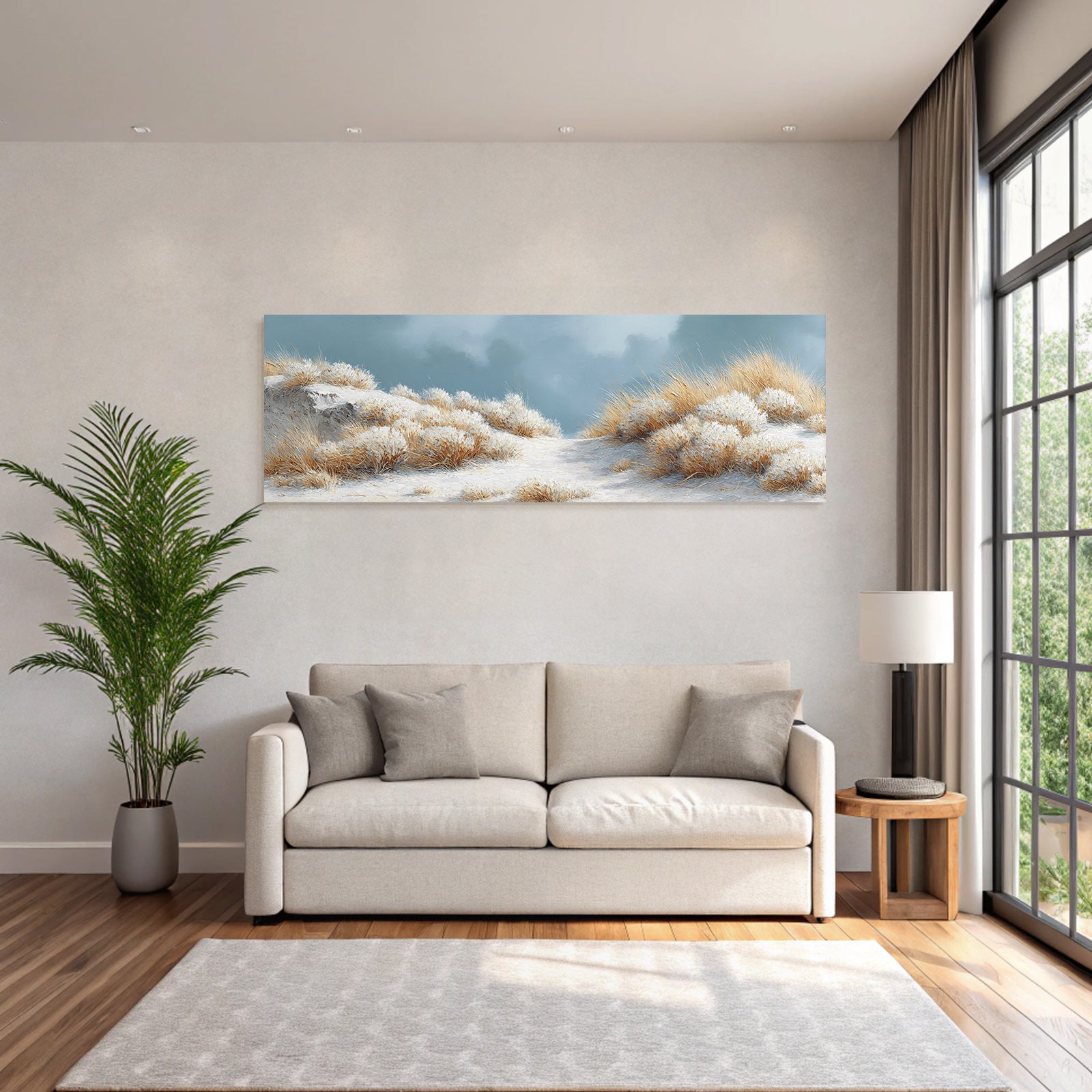 Ruhige Landschaft Impressionistisch Malerei Sandy Terrain Blaür Himmel | Duenen und Heide | Landschaften