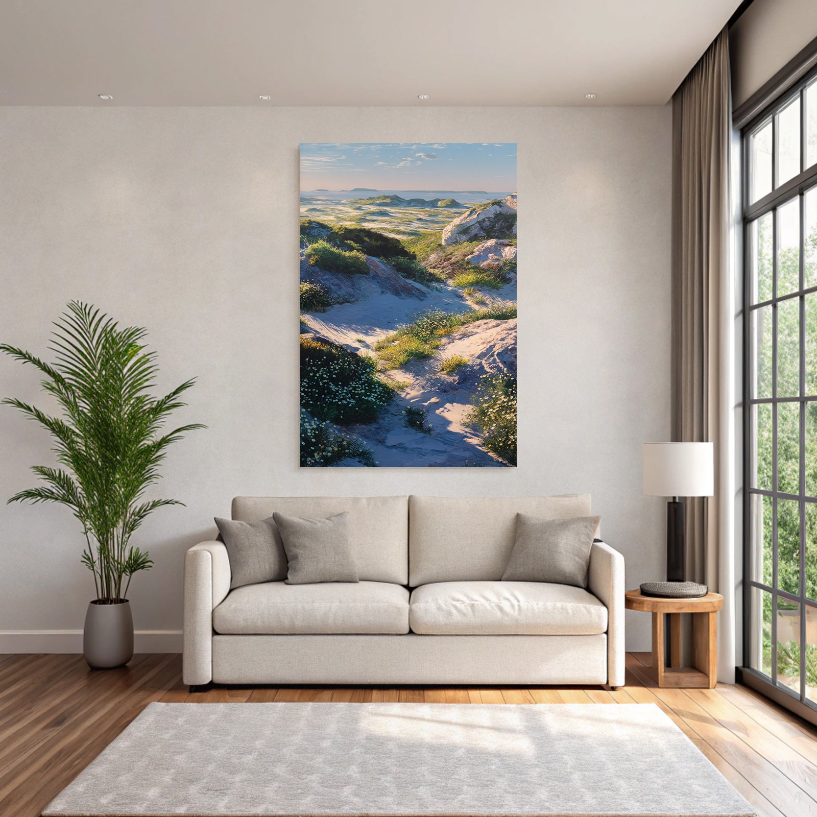 Rockige Landschaft Mit Grünem Hügel And Meerblick | Duenen und Heide | Landschaften