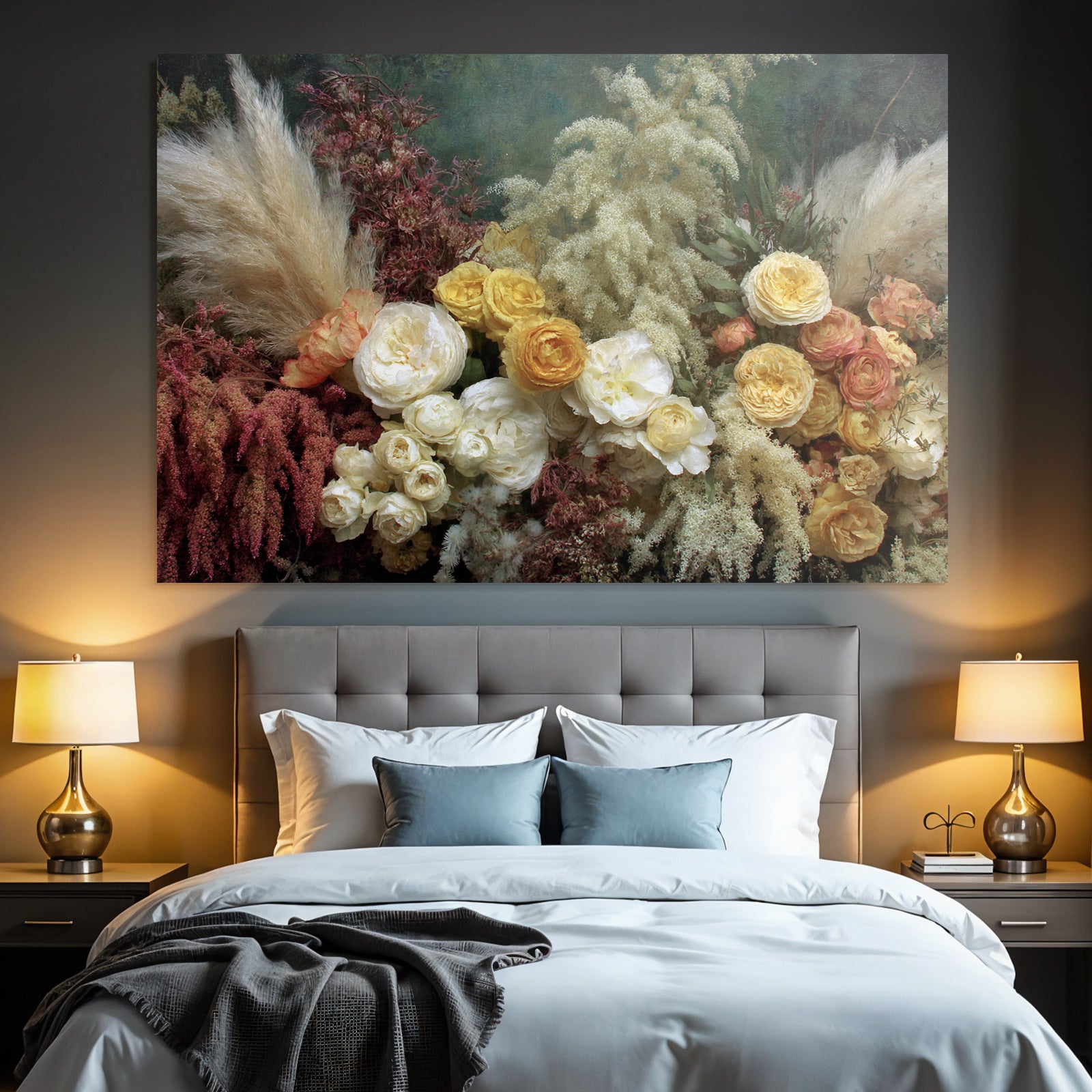 Trocken Retro Flowers Getrocknete Anordnung Mit Botanischen Elementen