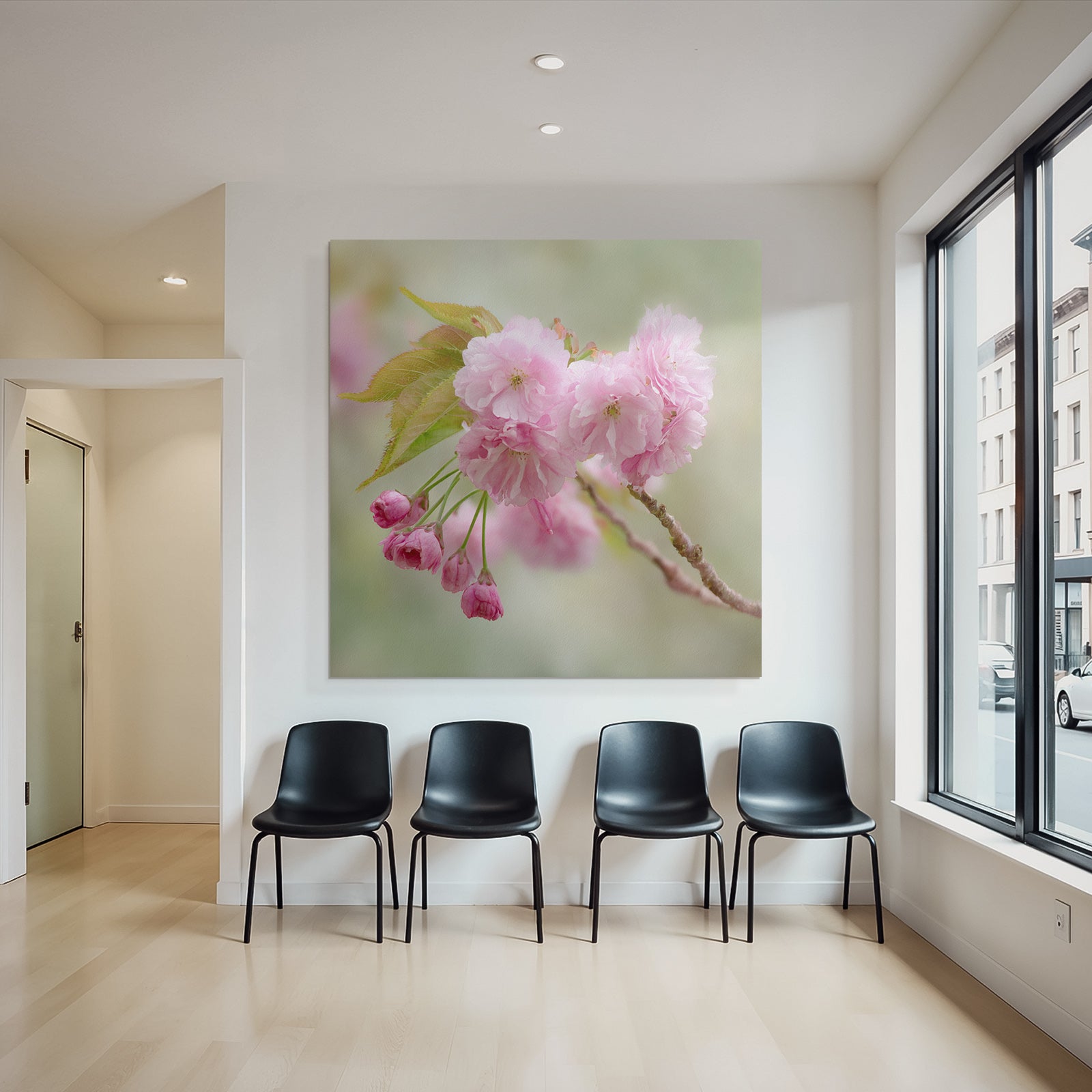 Zarter Zweig Mit Rosafarbenen Kirschblüten Und Knospen