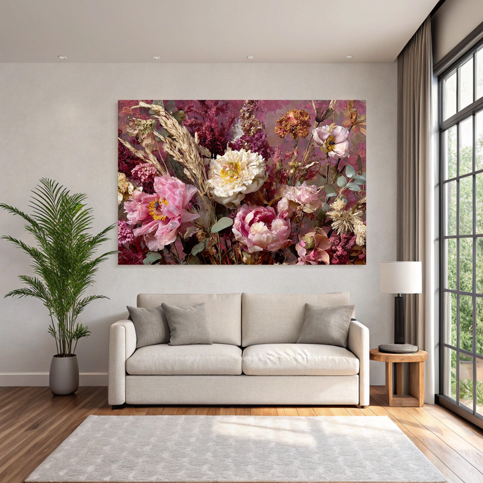 Trocken Retro Flowers Arrangement Blüten Getrocknete Pflanzen Wheat Eukalyptus