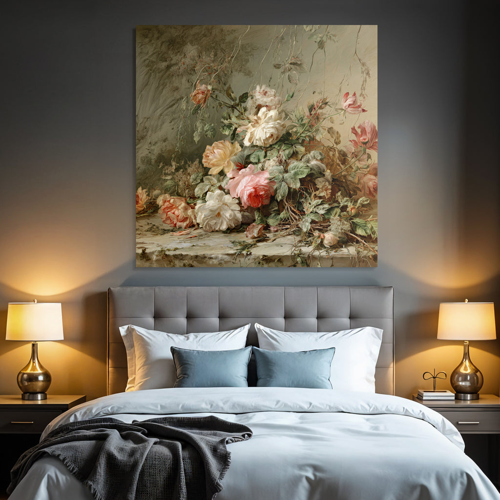 Klassisches Stilleben Mit Rosen Und Grunem Laub