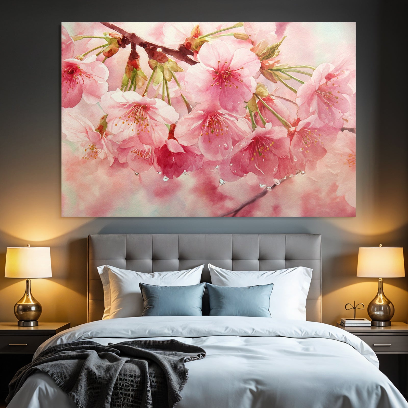 Aquarell Von Kirschblüten Im Frühling