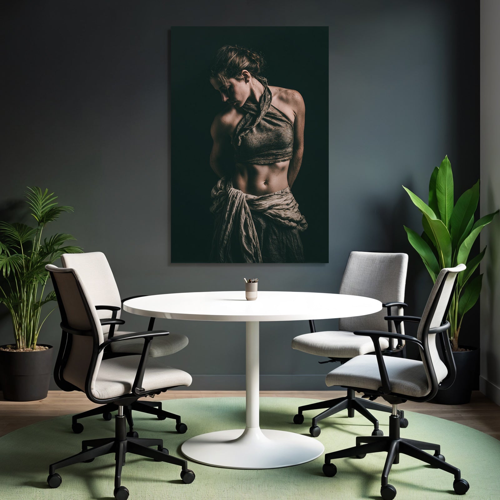 Dramatische Pose Muskülöse Form Haltertop Dunkler Hintergrund | Aktkunst und Sinnlichkeit | Menschen und Emotionen