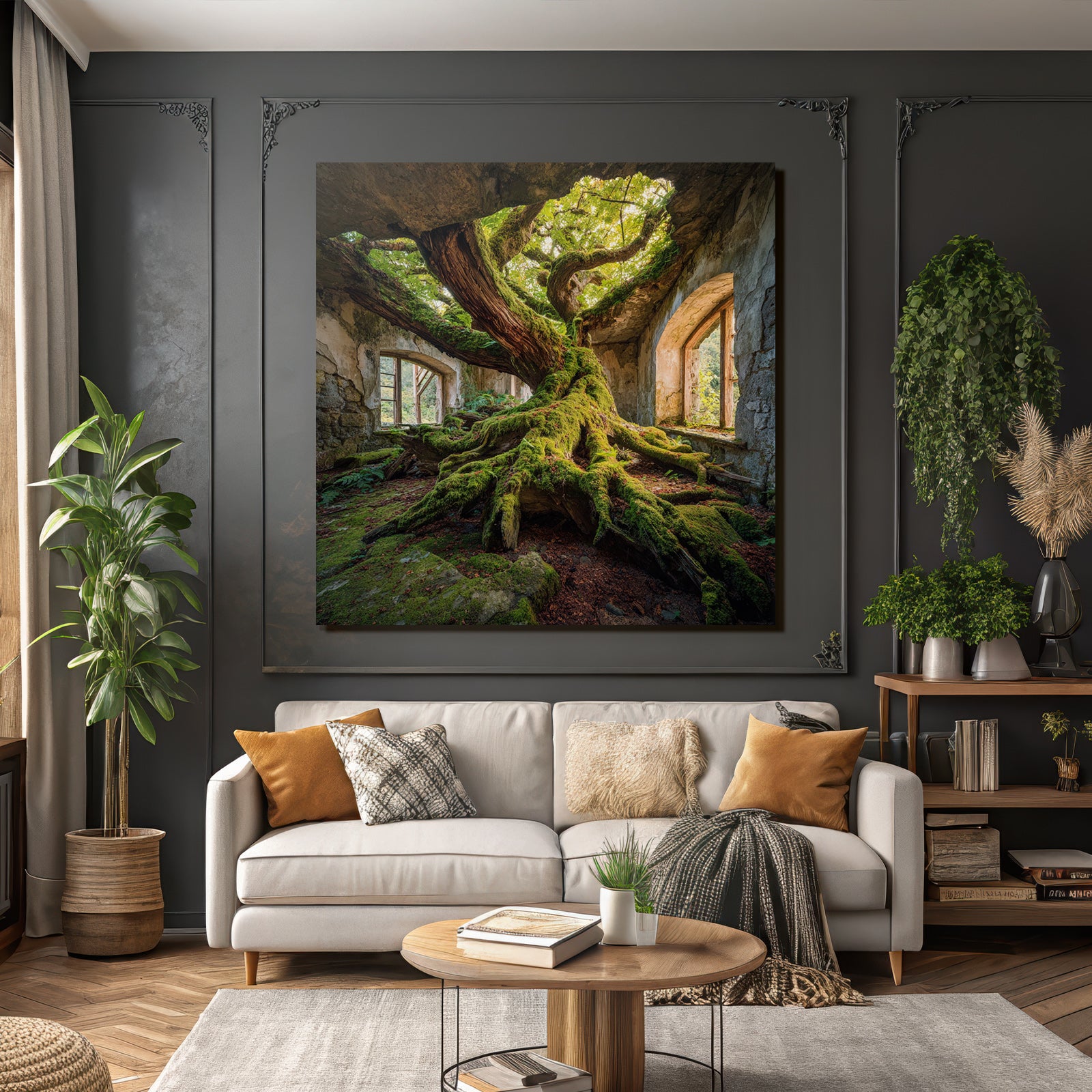 Baum Im Verlassenen Gebaeude Mit Moos Und Licht | Lost Places | Architektur
