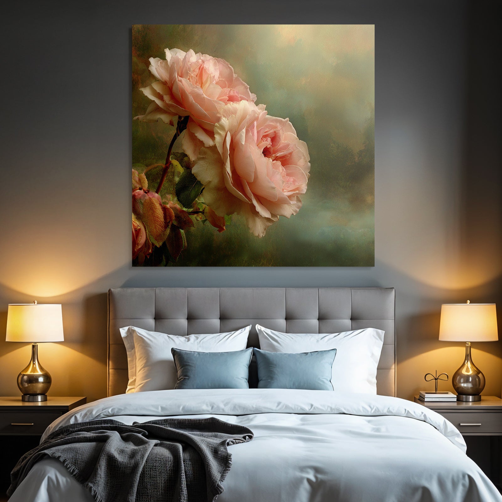Zwei Rosa Rosen Vor Weichem Hintergrund