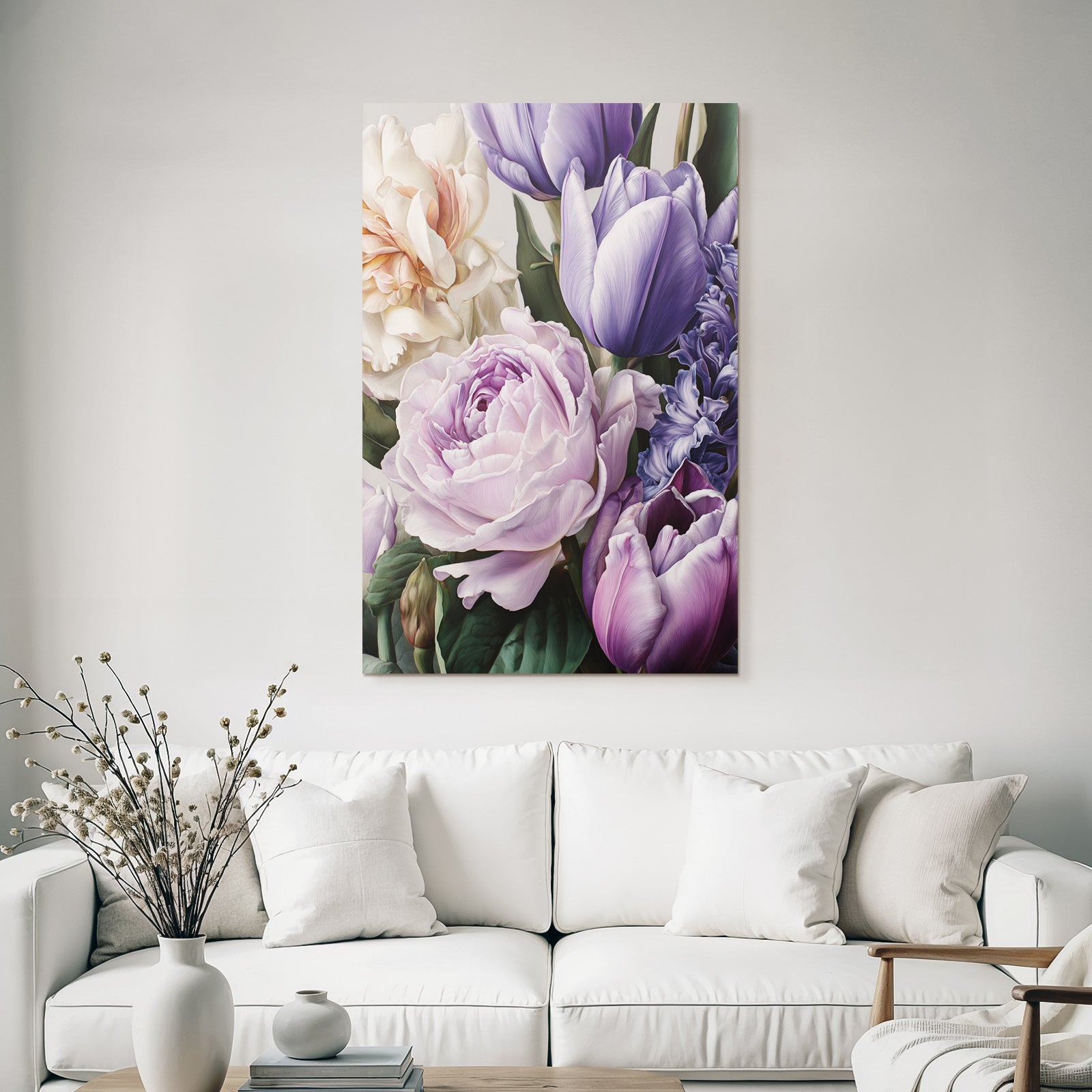 Strauss Pfingstrosen Und Tulpen In Sanften Farben