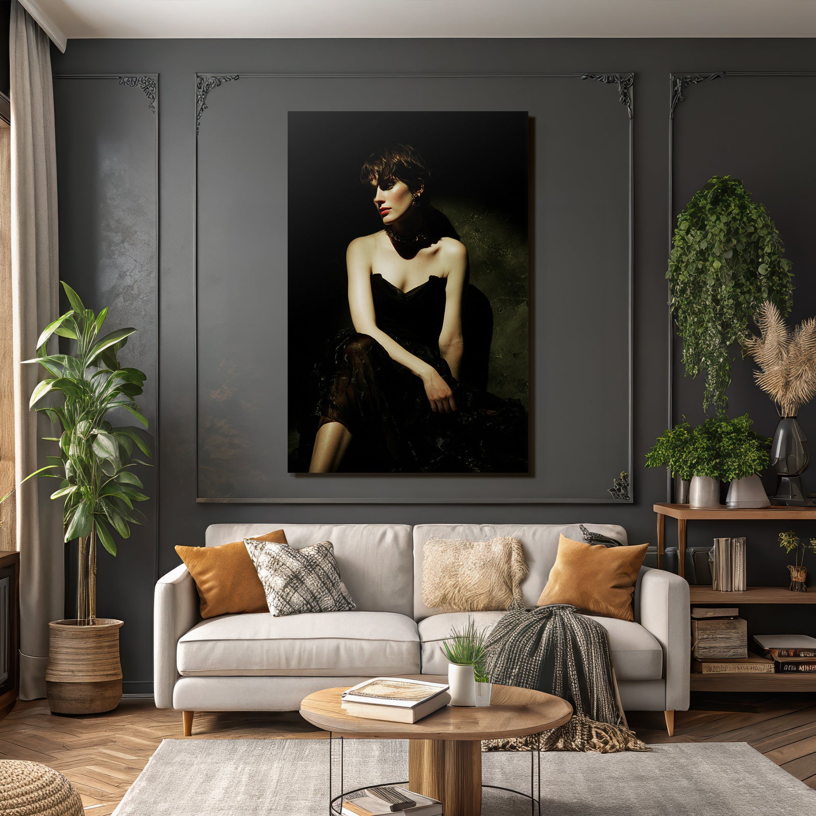 Elegantes Sw Portait In Dunkler Umgebung | Aktkunst und Sinnlichkeit | Menschen und Emotionen