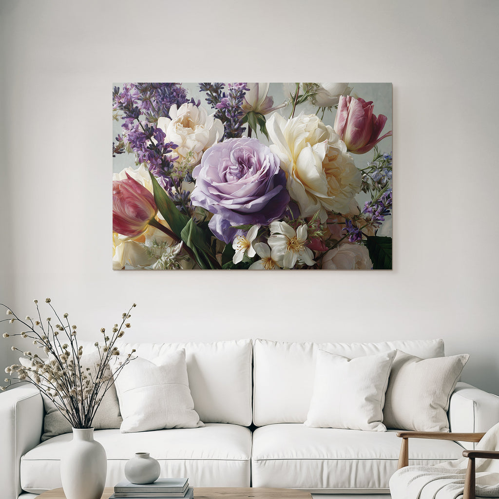 Florales Gemälde Mit Rosen Tulpen Und Frühlingsblüten
