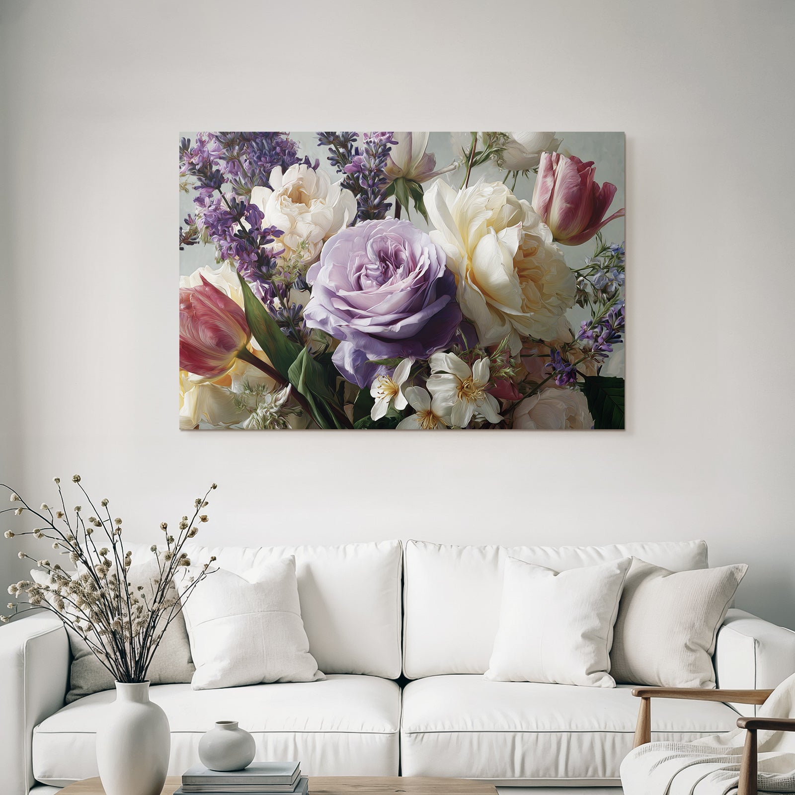 Florales Gemälde Mit Rosen Tulpen Und Frühlingsblüten