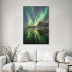 Polarlicht Aurora Borealis Nordlichter In Norwegen Gebirgen Und Sternenhimmel | Fjorde und Gletscher | Landschaften