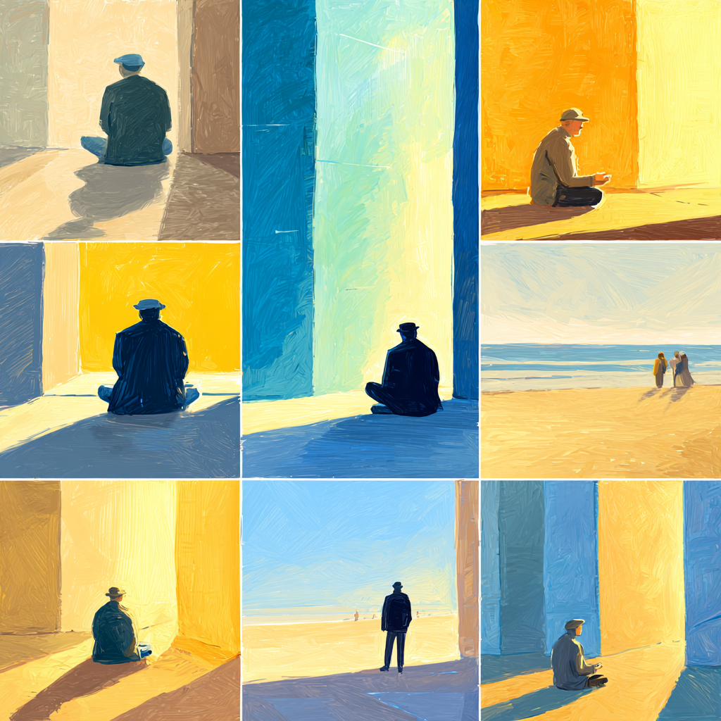 Yoga Meditation Einsame Figur In Malerischen Szenerien Mit Vibranten Farben | Yoga und Meditation | Themen und Hobbys