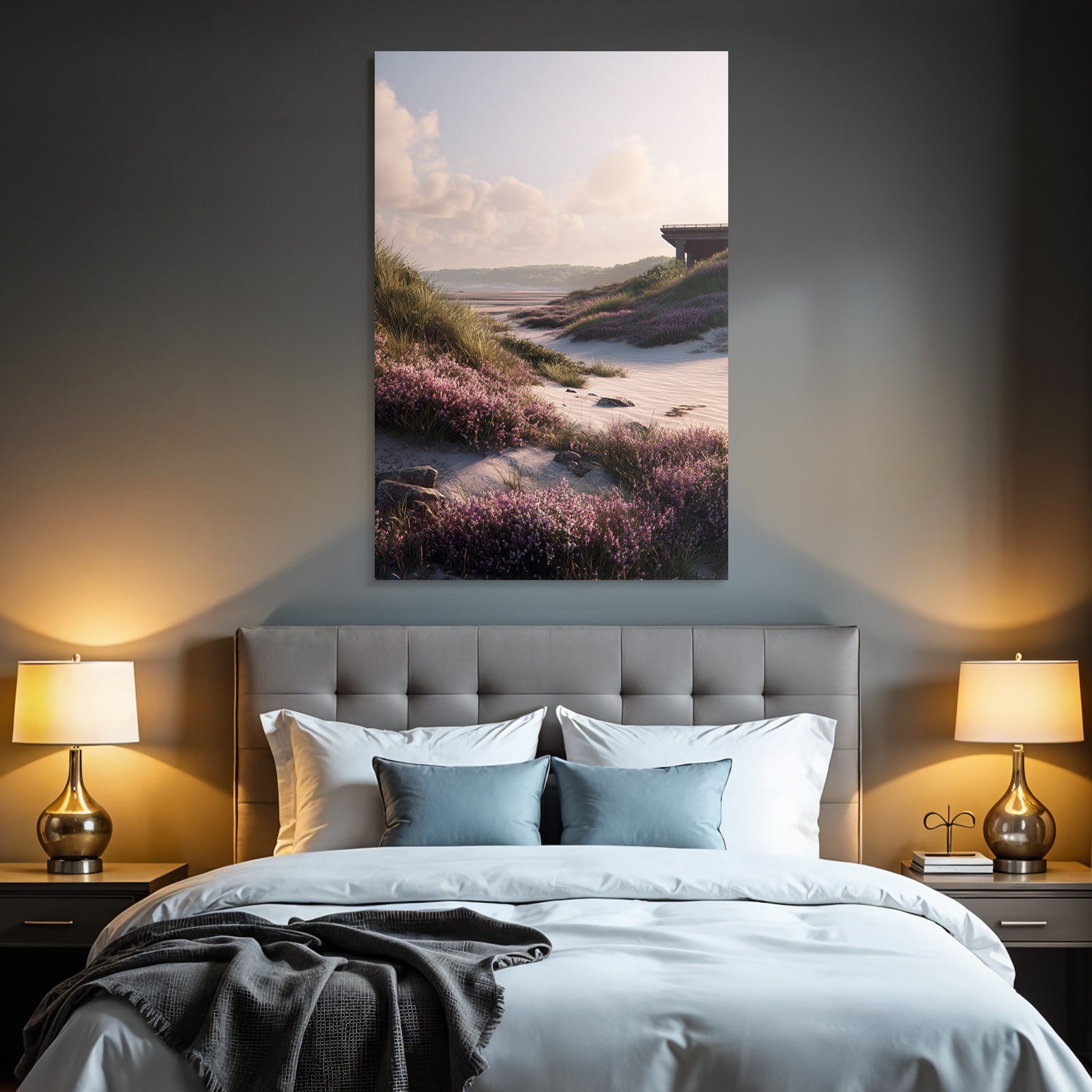 Friedliche Landschaft Strand Sonnenaufgang Blumen Dunen | Duenen und Heide | Landschaften