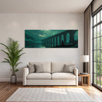 Polarlicht Digital Kunstlandschaft Mit Brücke Und Nordlichtern | Fjorde und Gletscher | Landschaften