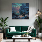 Polarlicht Verschneite Winterlandschaft Hedgehog Aurora Borealis | Fjorde und Gletscher | Landschaften