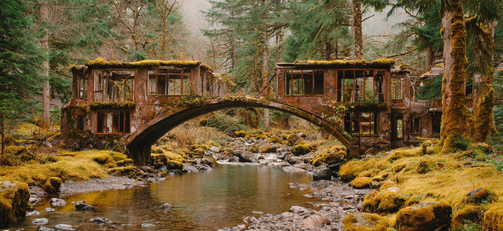 Verlassene Bauruine Umgeben Von Natur Mit Strom Hintergrund | Lost Places | Architektur