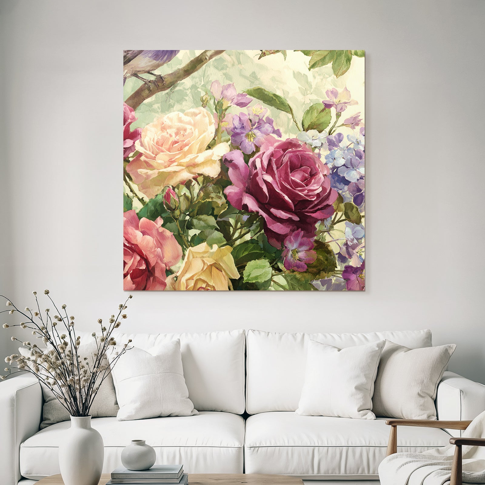 Schone Malerei Mit Rosen In Vielen Farben Und Grunem Laub