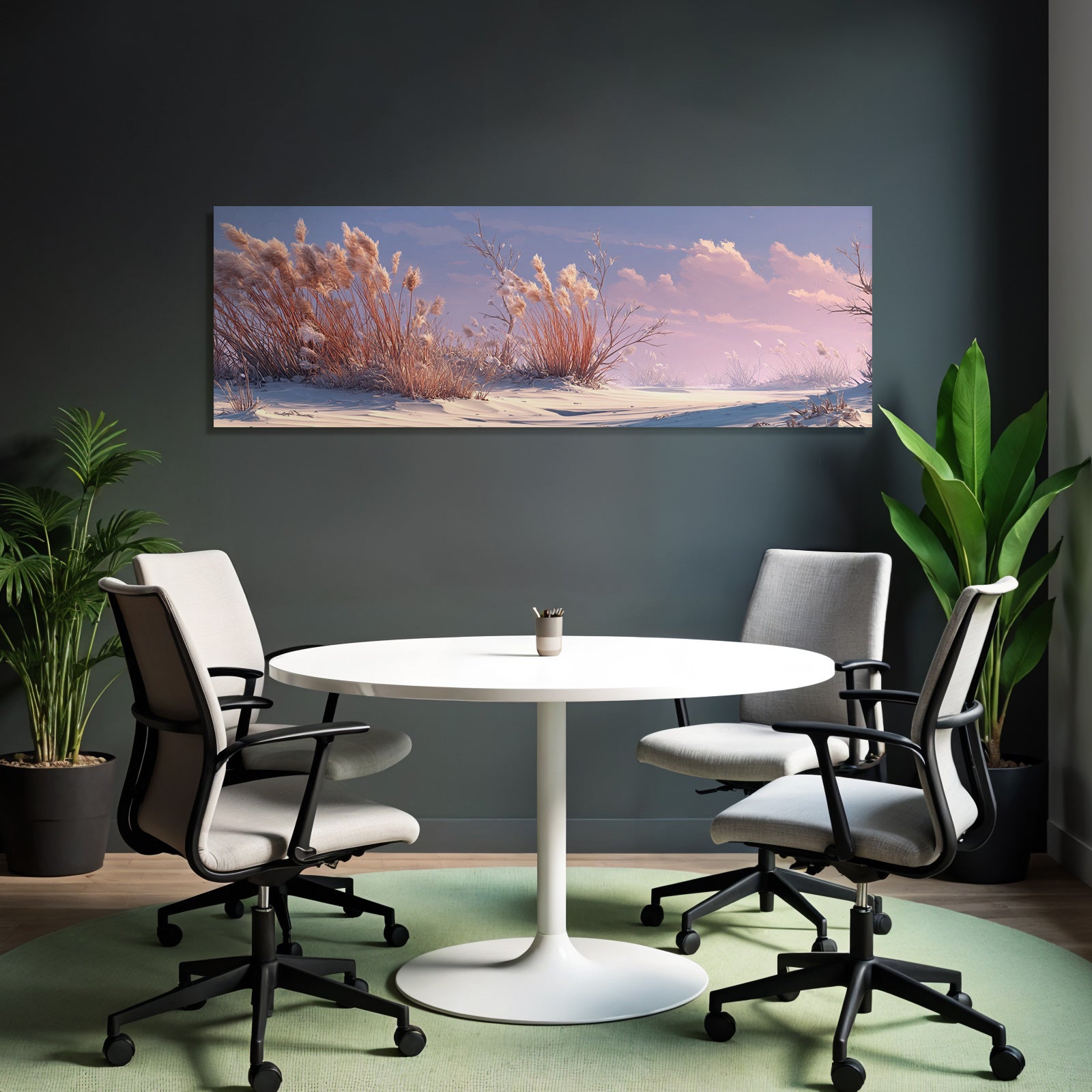 Ruhige Winterlandschaft Mit Gras Und Pastellfarbenem Himmel | Duenen und Heide | Landschaften