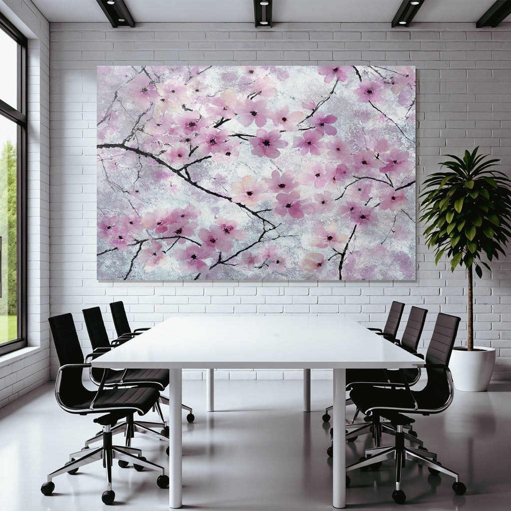 Aquarellbild Sanfte Rosa Kirschblüten Zarte Zweige