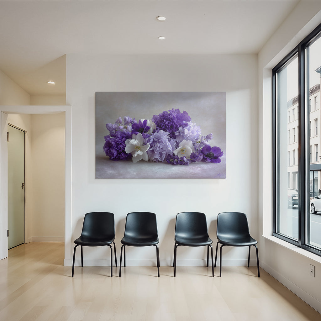Orchideen Anemonen Pfingstrose Violette Und Weisse Anordnung