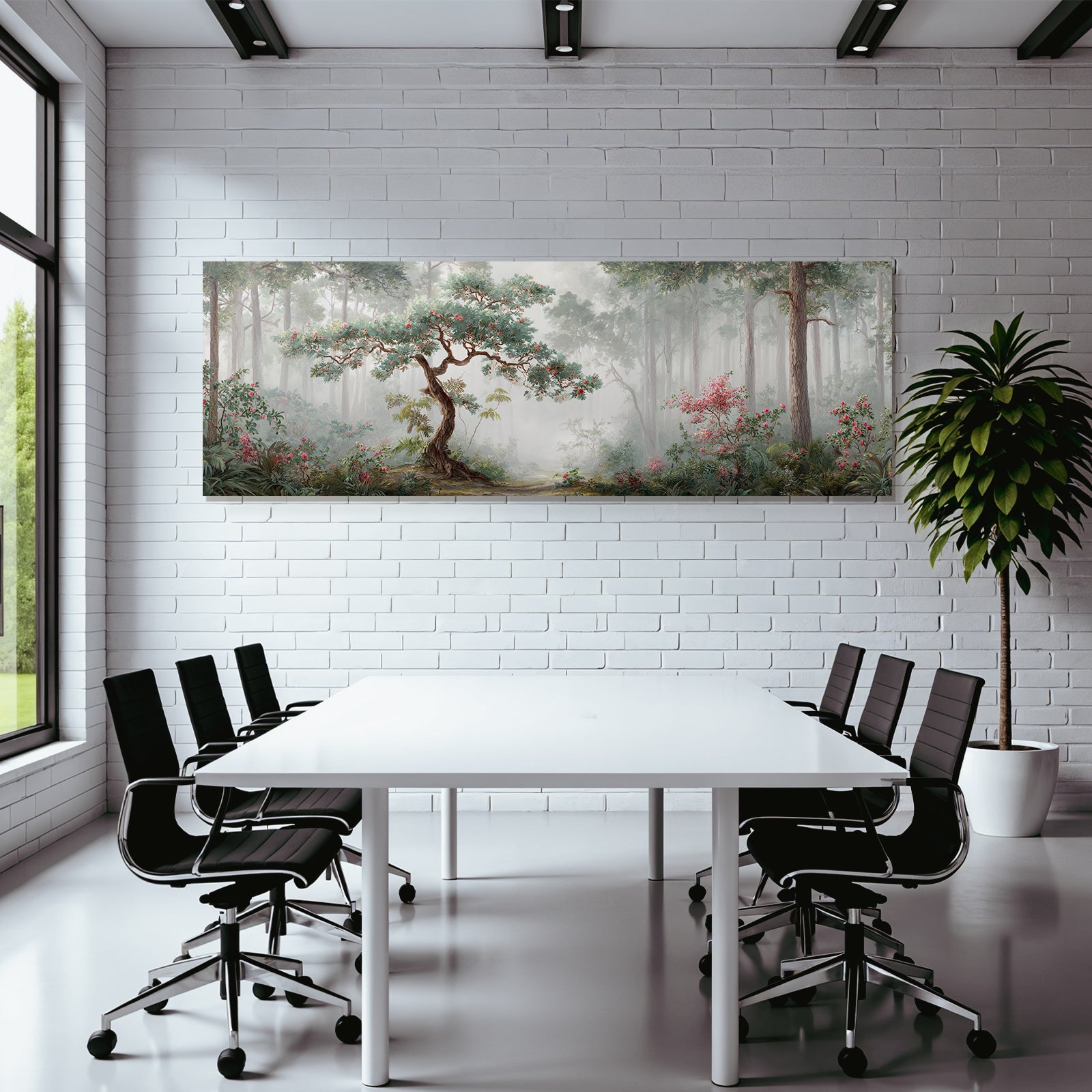 Nebelwaldszene Mit Knorrigem Baum Und Pracht