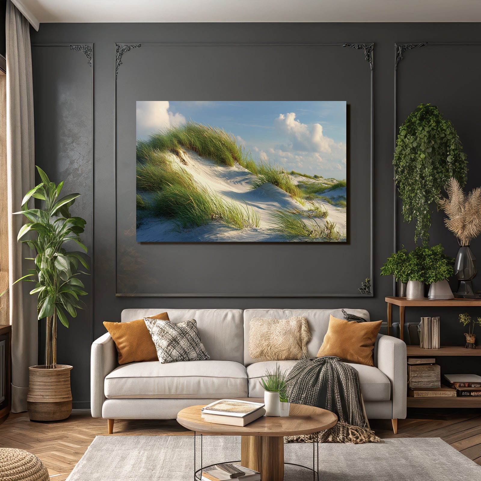 Sandy Dunes Mit Grünem Gras Unter Blaüm Himmel | Duenen und Heide | Landschaften