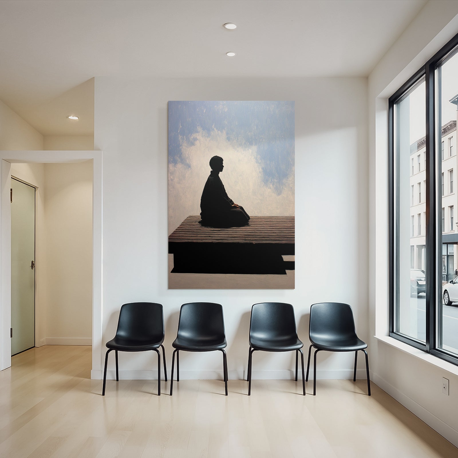 Yoga Meditation Meditierende Person Auf Platform Mit Blaüm Himmel Und Wolken | Yoga und Meditation | Themen und Hobbys