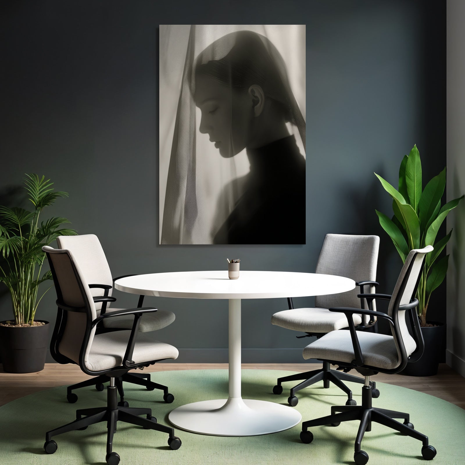 Monochrome Portrait Mit Sheer Stoff Introspektiv Lichtspiel | Aktkunst und Sinnlichkeit | Menschen und Emotionen
