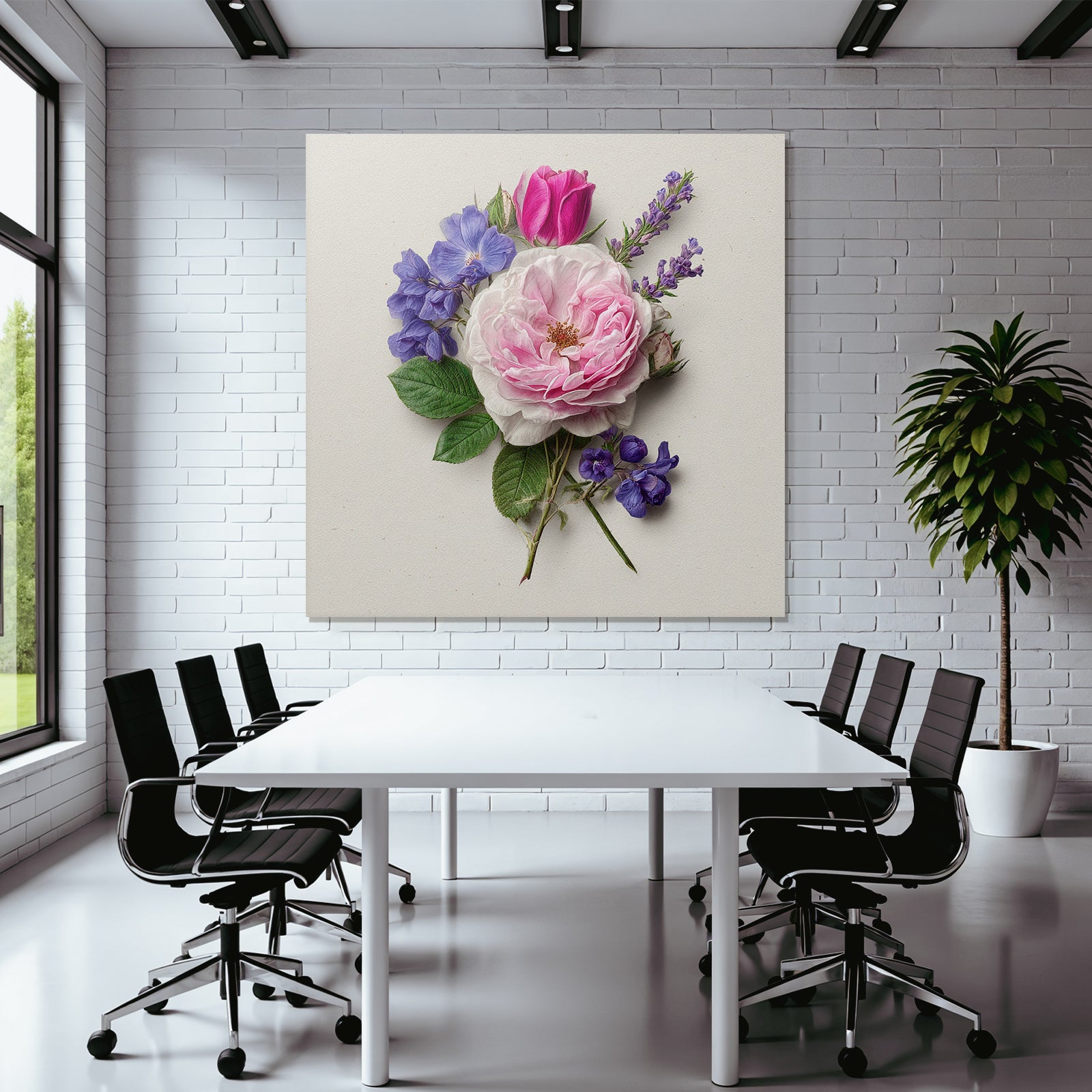 Schöne Anordnung Von Rosen Tulpen Und Lila Auf Hellen Hintergrund