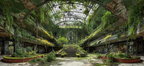 Verlassenes Innenraum Mit Überwucherung Und Graffiti | Lost Places | Architektur