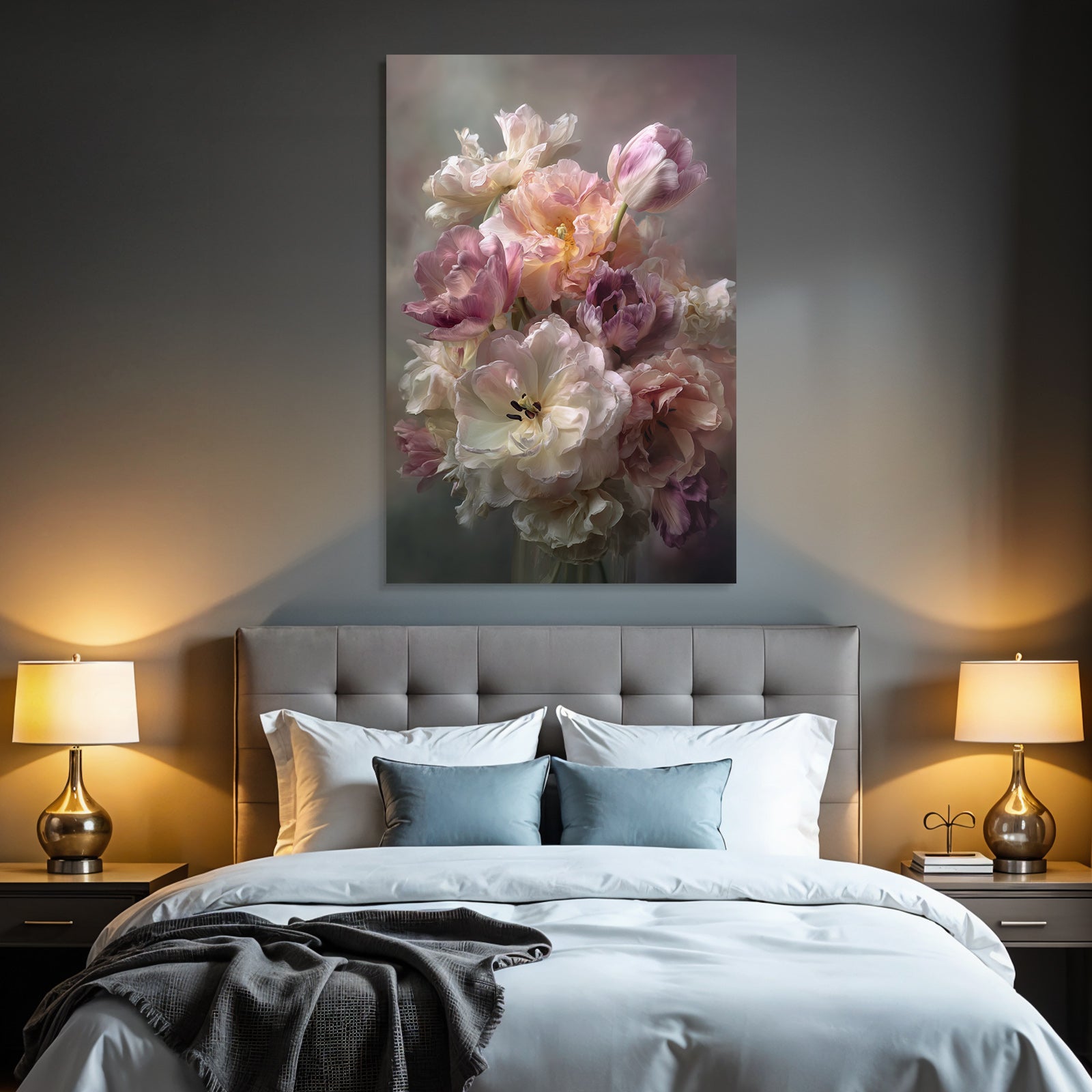 Blumiger Tulpenstrauss In Zarten Pastelltönen