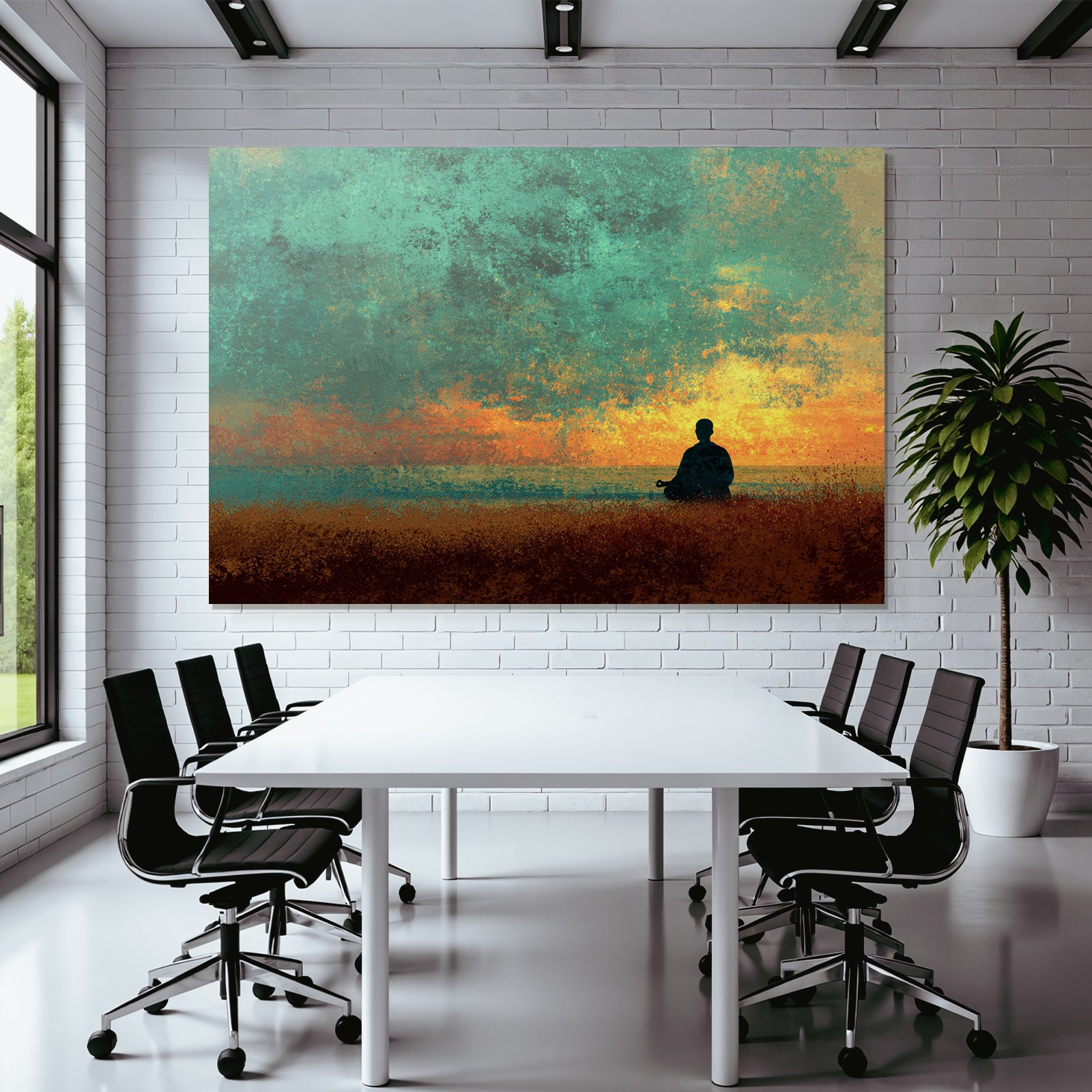Yoga Meditation Meditierende Person Im Sonnenuntergang Mit Farbenfrohem Himmel | Yoga und Meditation | Themen und Hobbys