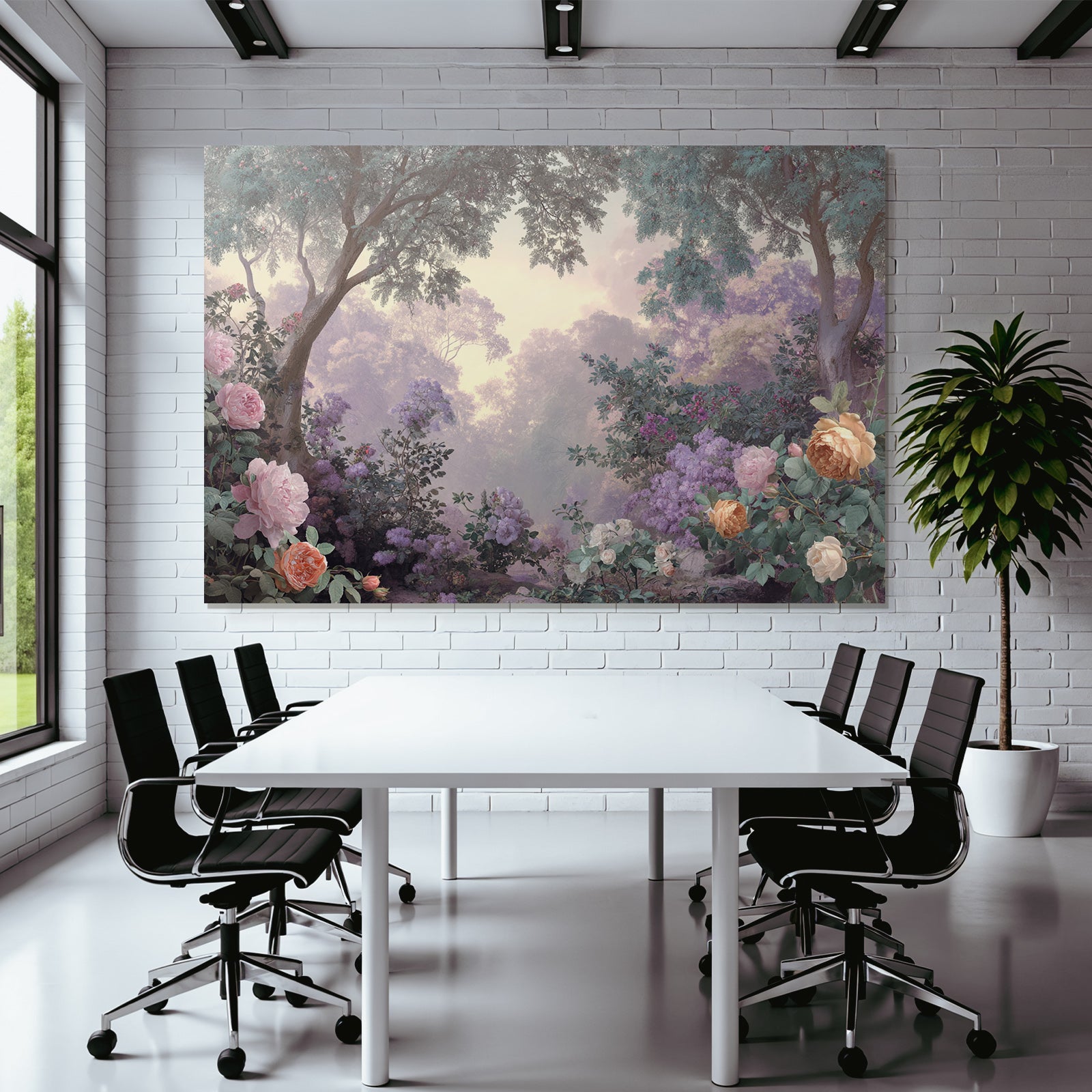 Traumhafte Pastelllandschaft Mit Rosen Und Flieder