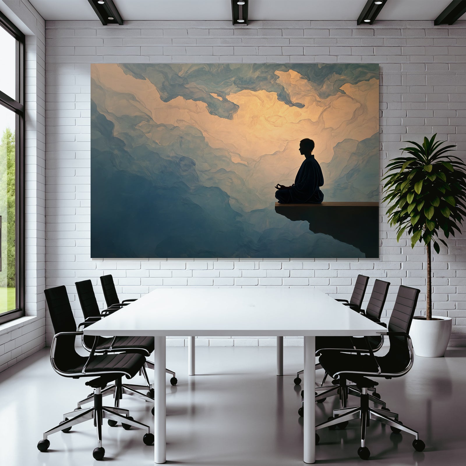 Yoga Meditation Meditierende Person Im Blaün Himmel Sanfte Wolken | Yoga und Meditation | Themen und Hobbys