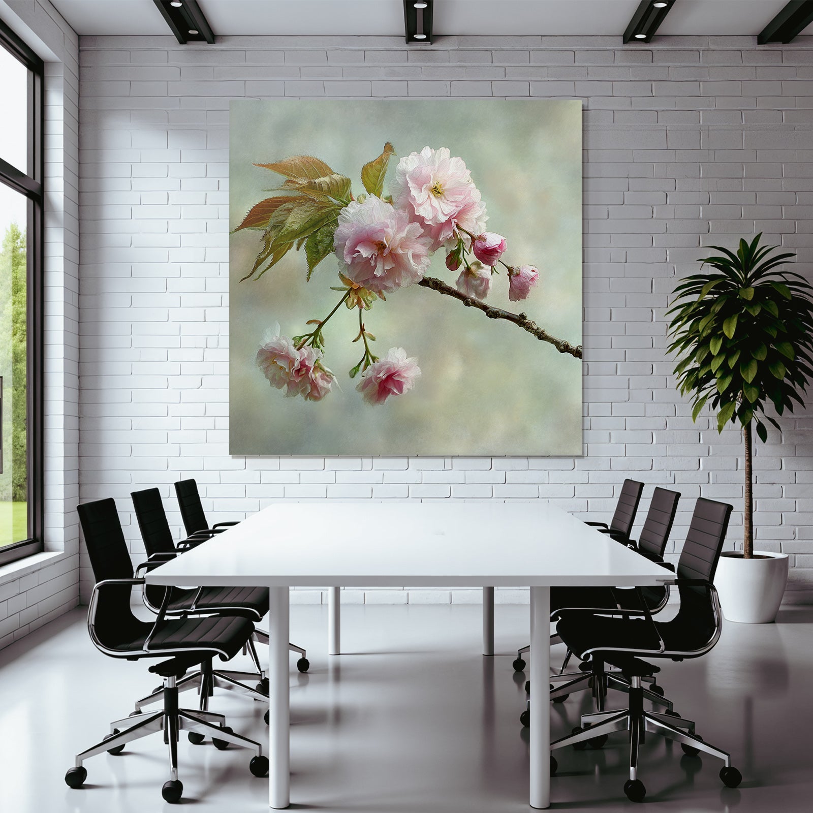 Zweig Mit Zarten Rosanen Blüten Im Frühling