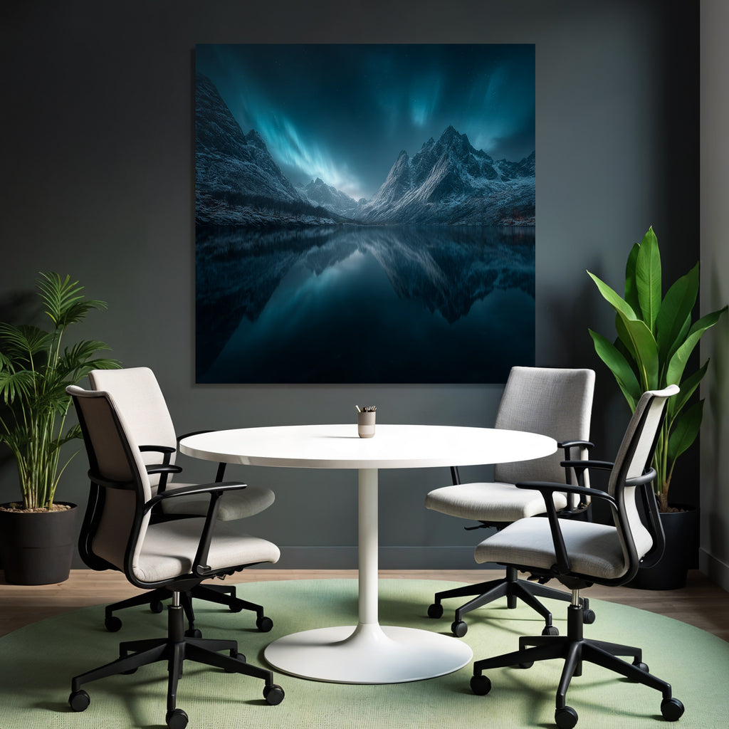Polarlicht Beruhigende Nachtlandschaft Mit Northern Lights Und Gebirgen | Fjorde und Gletscher | Landschaften