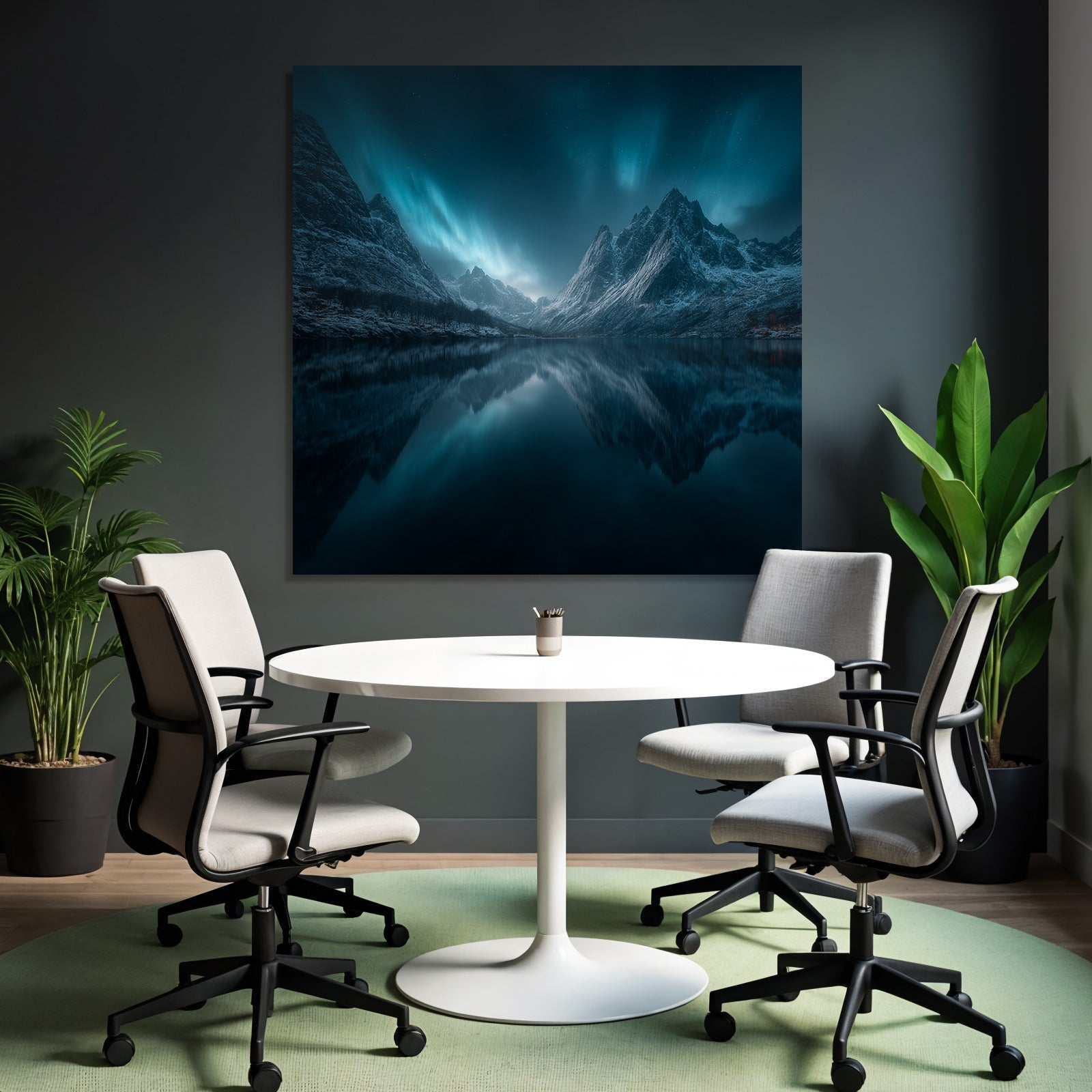 Polarlicht Beruhigende Nachtlandschaft Mit Northern Lights Und Gebirgen | Fjorde und Gletscher | Landschaften