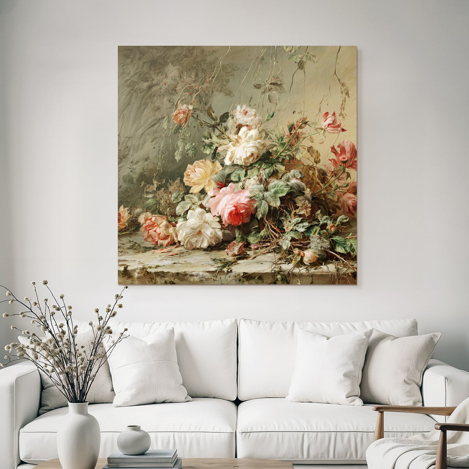 Klassisches Stilleben Mit Rosen Und Grunem Laub