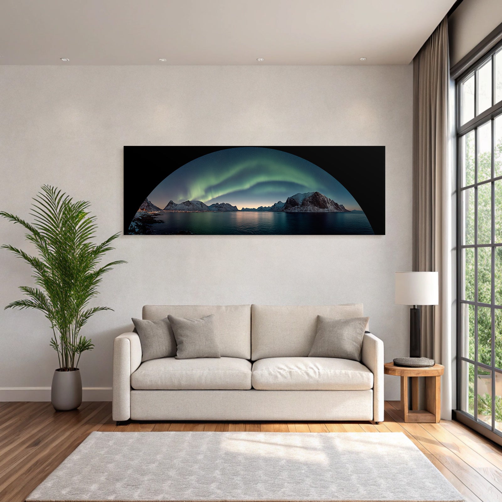 Polarlicht Nordlichter Nachts Schneebedeckte Landschaft Reflexionen | Fjorde und Gletscher | Landschaften