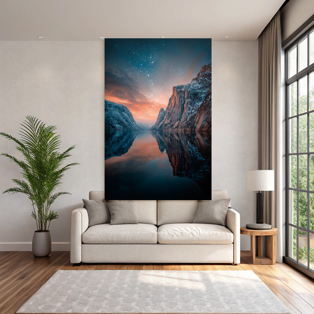 Polarlicht Natur Landschaft Reflexion Abend Dämmerung Sterne | Fjorde und Gletscher | Landschaften