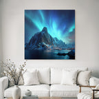 Polarlicht Mountainlandschaft Nacht Himmel Nordlichter Schneebedeckte Spitzen Wasser Reflection | Fjorde und Gletscher | Landschaften