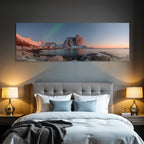 Polarlicht Snowbedeckter Blick Mit Bergen Und Aurora Borealis | Fjorde und Gletscher | Landschaften