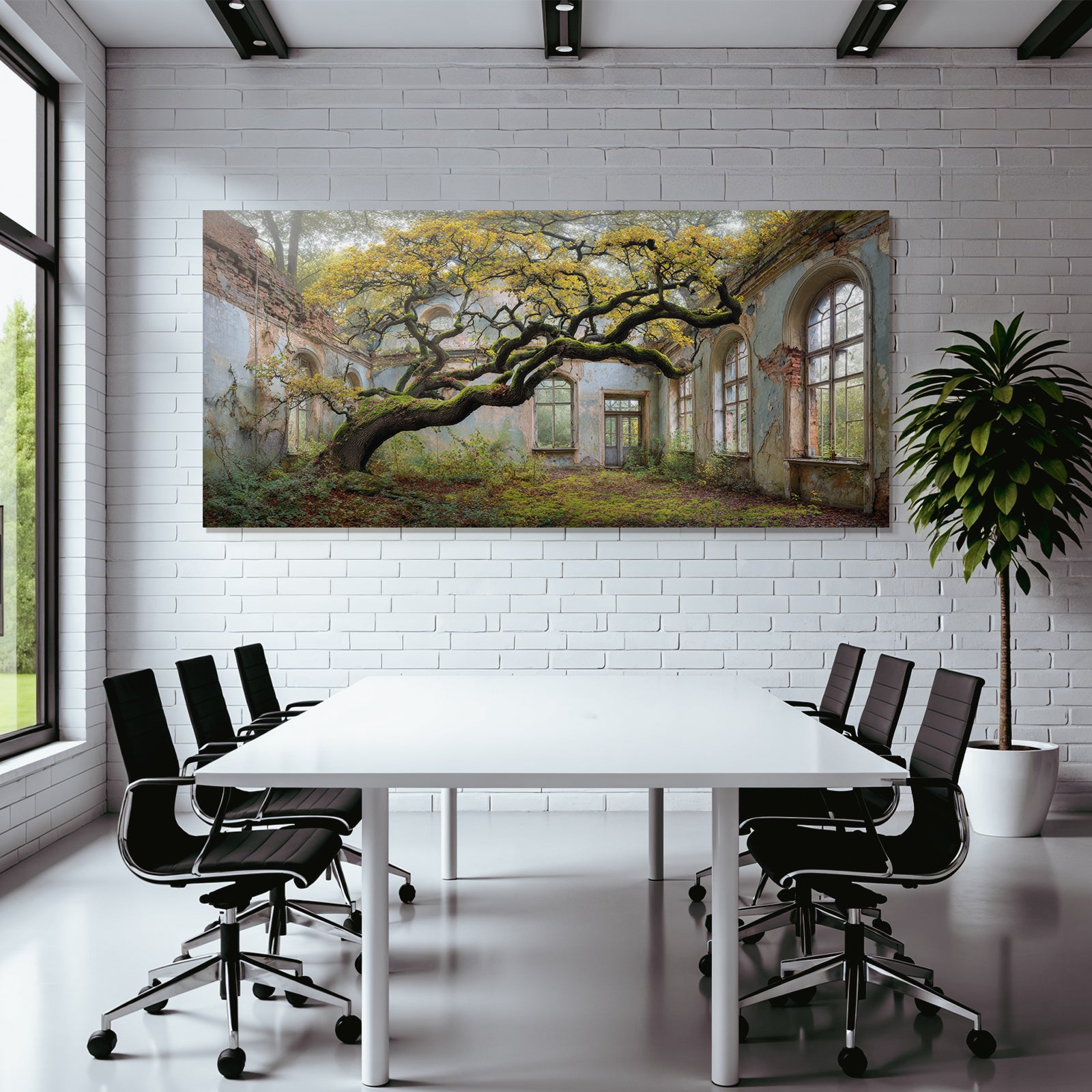 Verwilderter Raum Mit Baum Und Verfallenen Wänden | Lost Places | Architektur