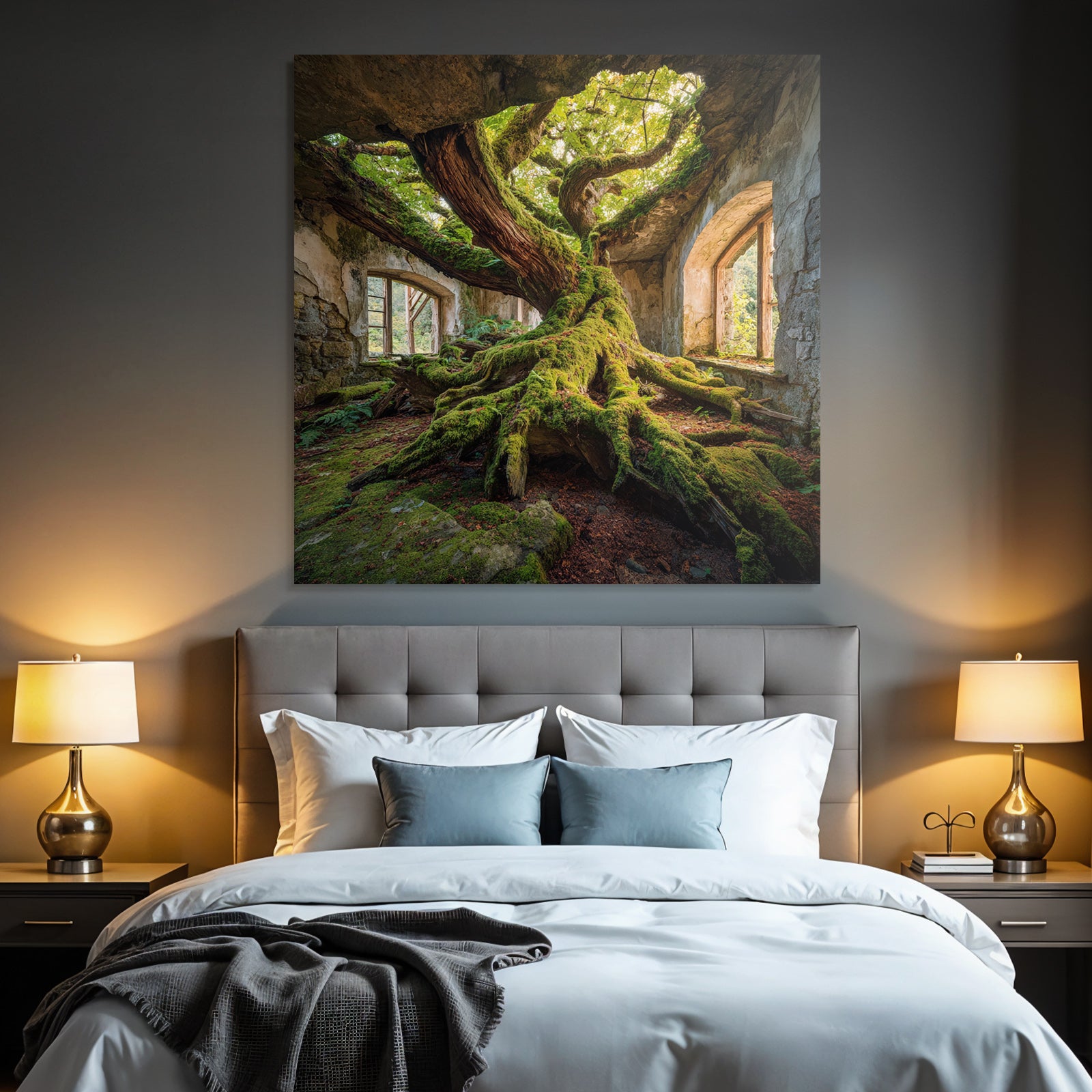 Baum Im Verlassenen Gebaeude Mit Moos Und Licht | Lost Places | Architektur