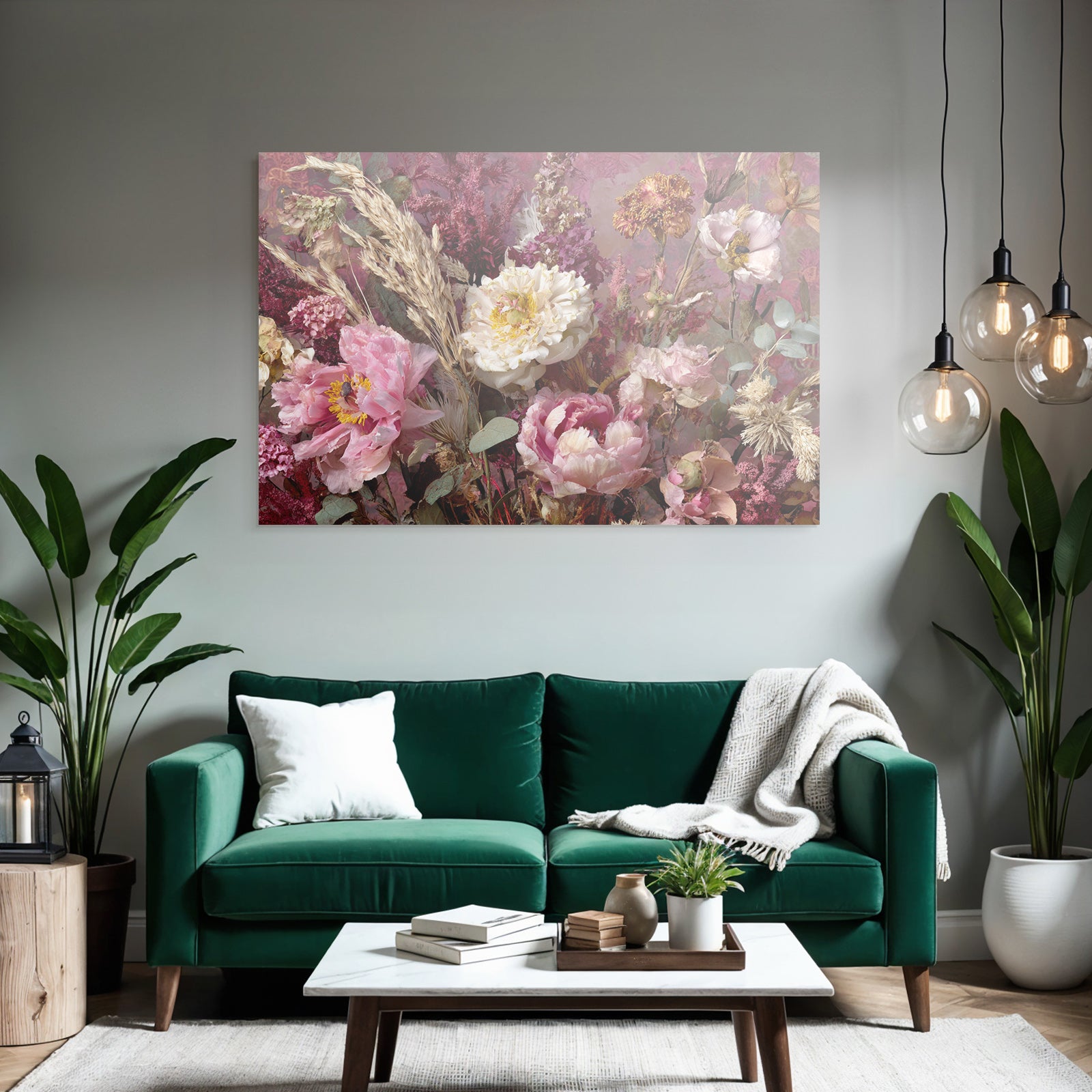 Trocken Retro Flowers Arrangement Blüten Getrocknete Pflanzen Wheat Eukalyptus