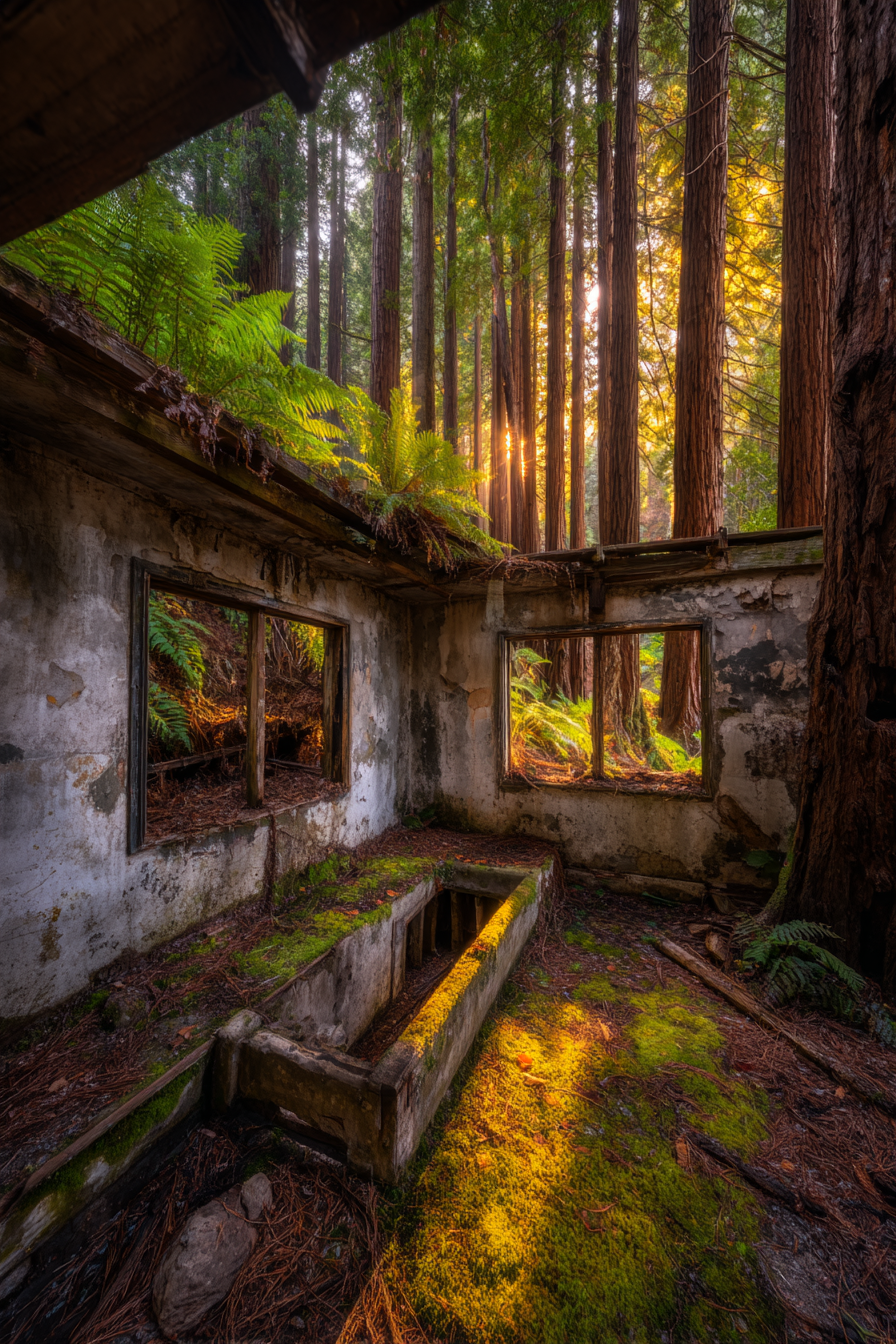 Verlassenes Überwuchertes Zimmer In Einem Verfallenen Haus | Lost Places | Architektur