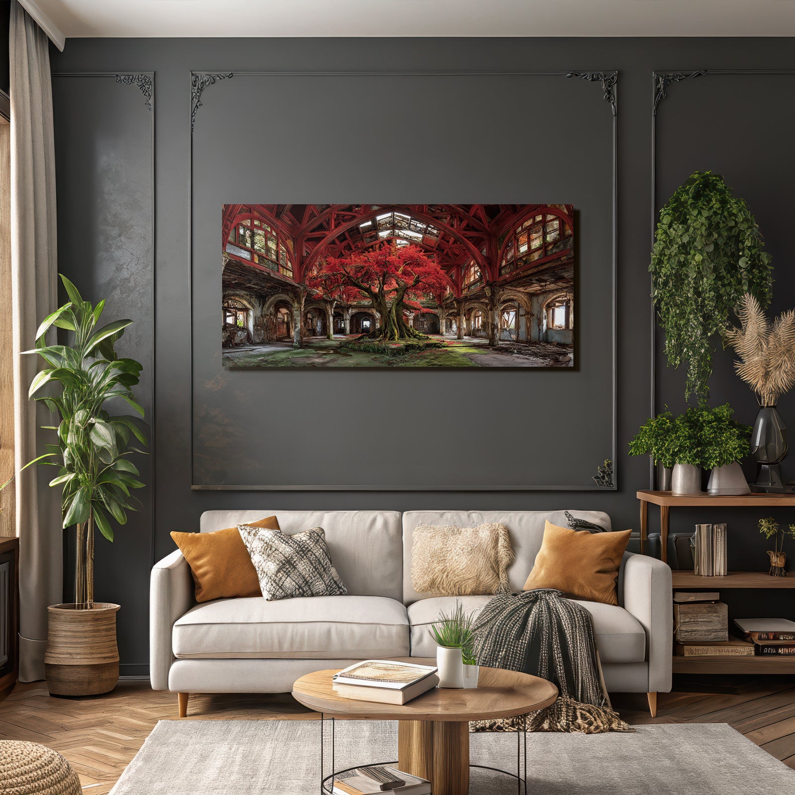 Verlassene Rot Baum Und Moos Harmonie Von Natur Und Verfall | Lost Places | Architektur
