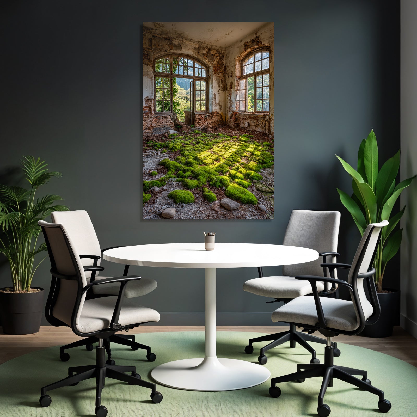 Verlassener Raum Mit Moos Und Zerfallenen Wänden | Lost Places | Architektur