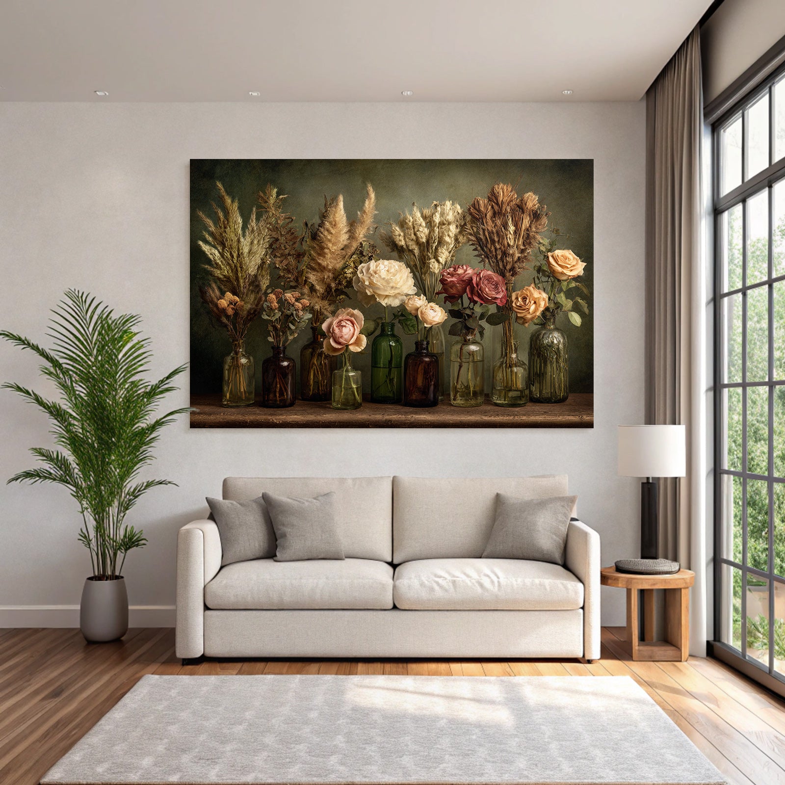 Trocken Retro Flowers Getrocknete In Glassflaschen Künstliche Deko Rustikal